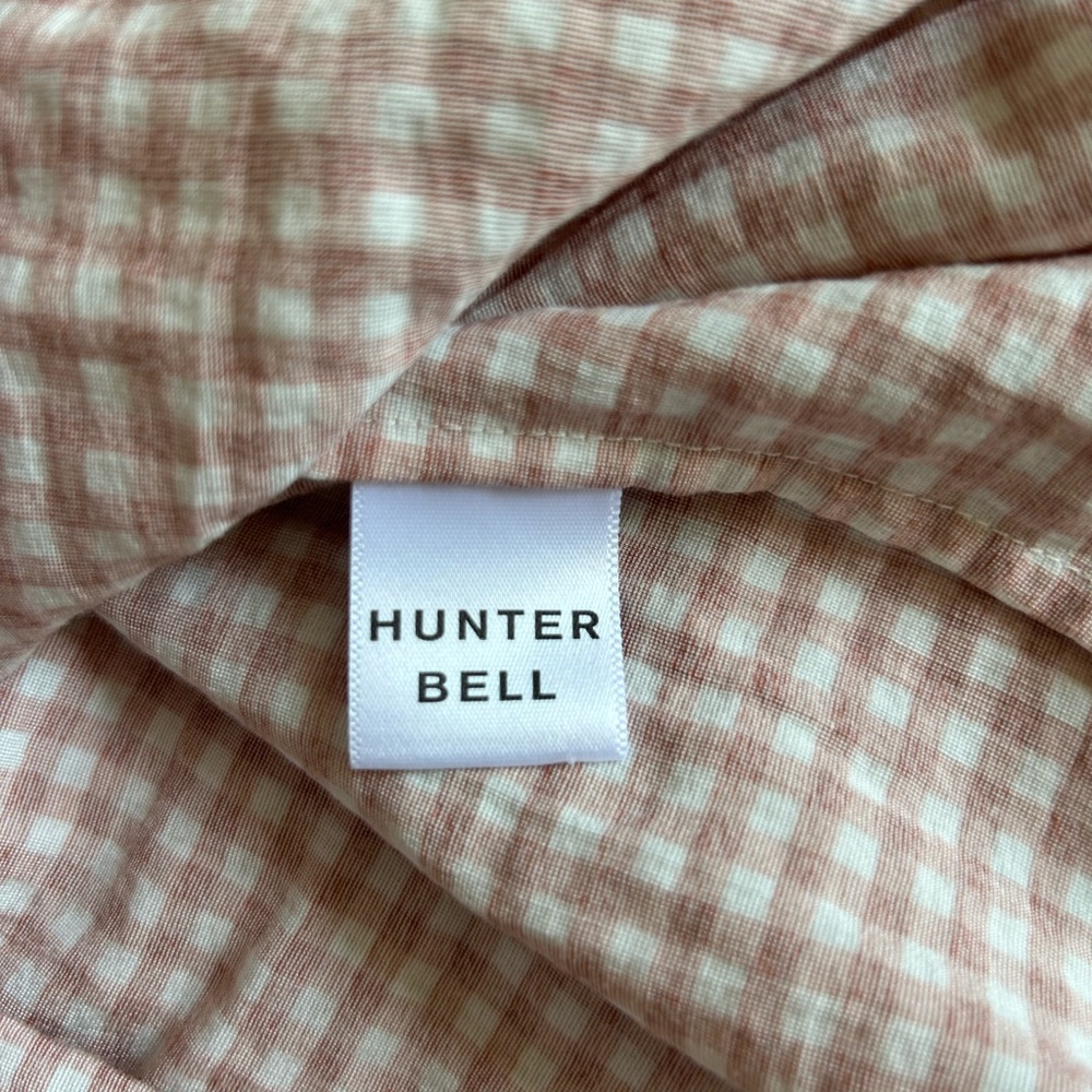 HUNTER BELL terracotta gingham Mia puff sleeve top M - Picture 5 of 7